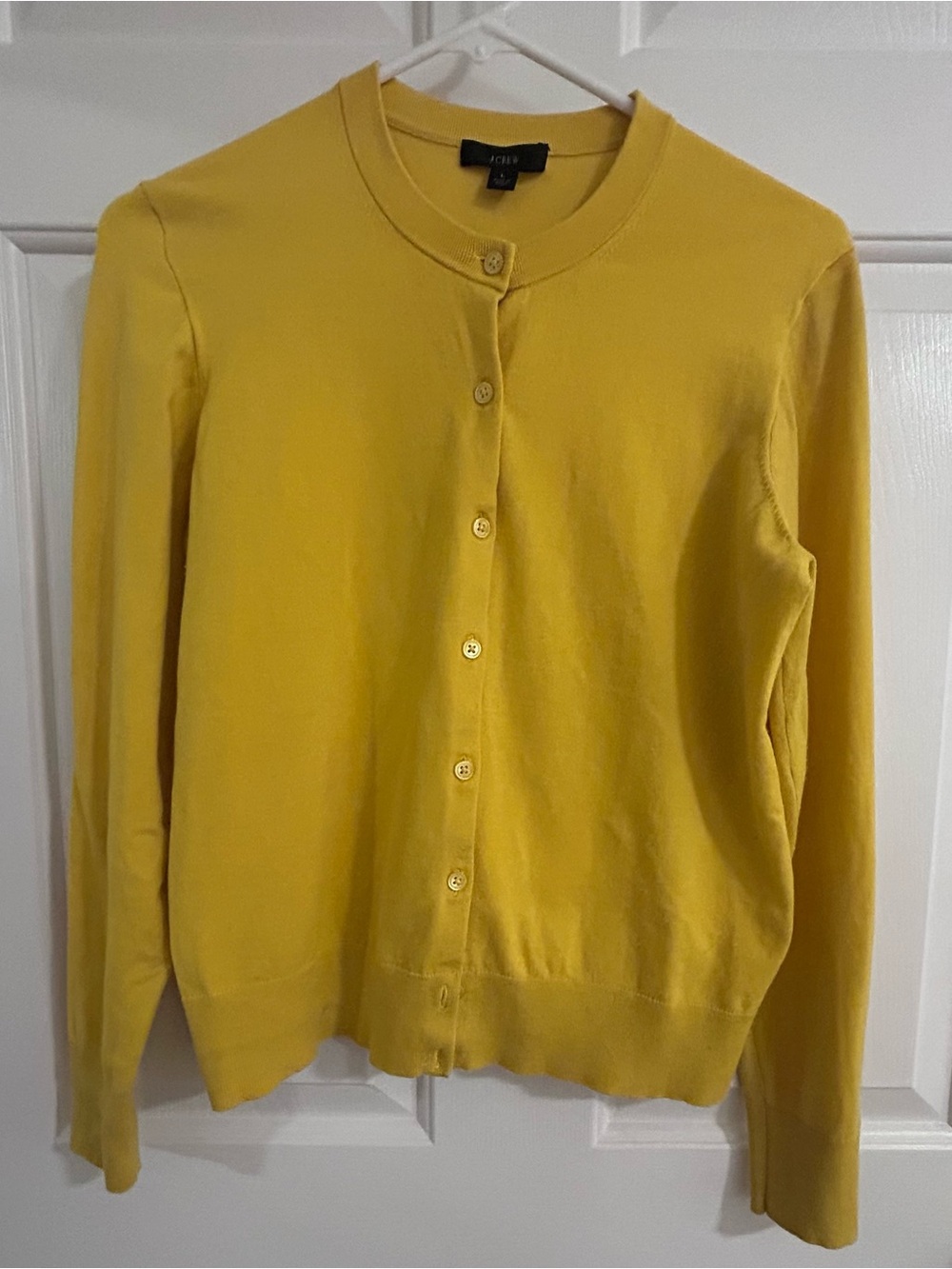 J. Crew Yellow Cotton Button-Front Cardigan